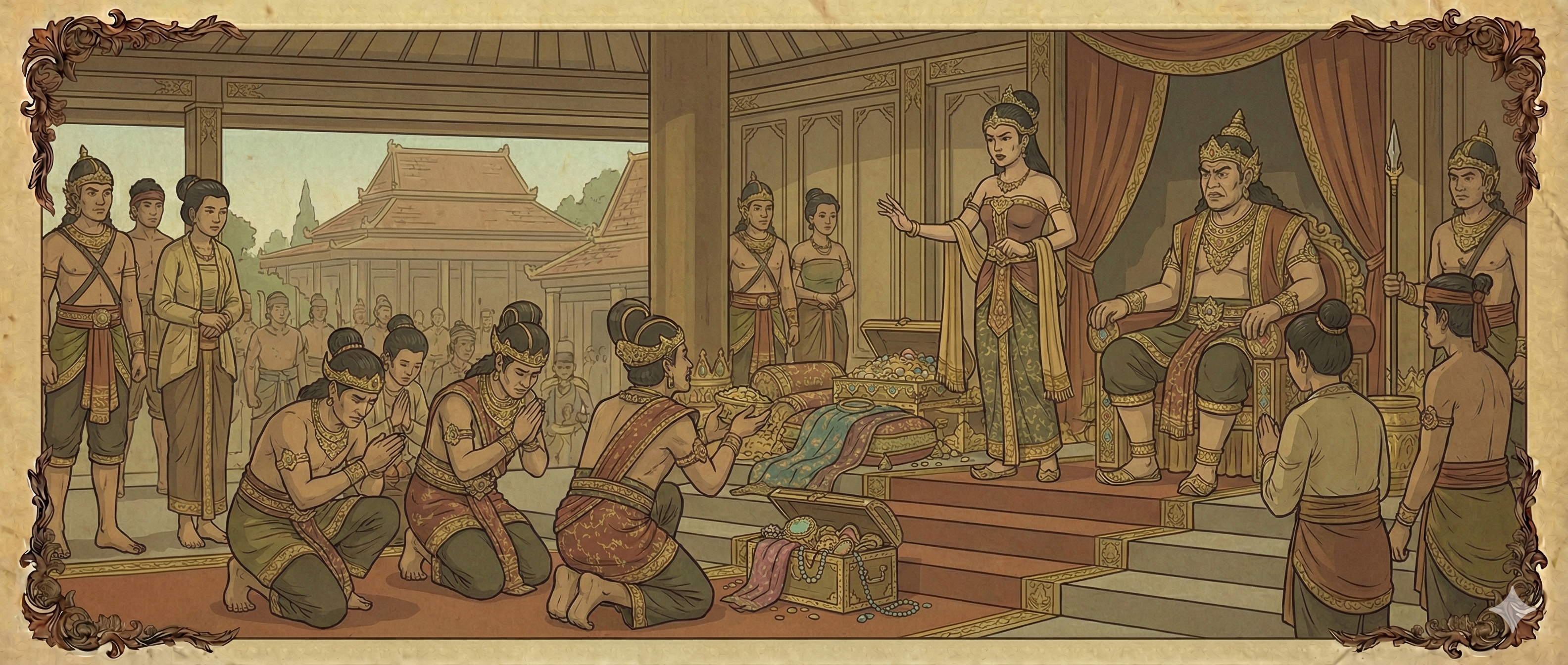 Klana mengirim utusan dengan hadiah-hadiah mewah ke kerajaan Kediri